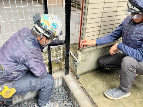 境界杭の復旧工事